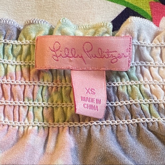 Lilly Pulitzer Dress Knit Stretch Off or On Shoulder Lotus Floral Navy Pink - Picture 7 of 10